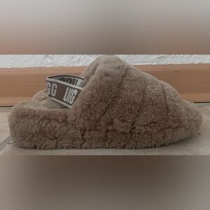 UGG Australia Fluff Yeah Women's Slide Sling Back Slipper, Beige / Tan; size 8